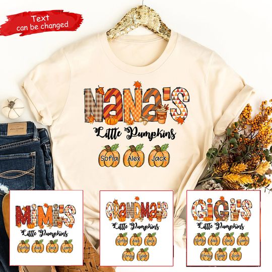 Discover Grandma's Little Pumpkins Autumn Shirt - Custom Gift with Grandkids Names