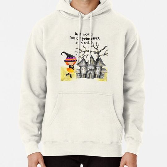 Discover Funny halloween costume, In a world full of princesses, be a witch, halloween gift for mom and daughter, orange and black dressed witch, witch Hoodies