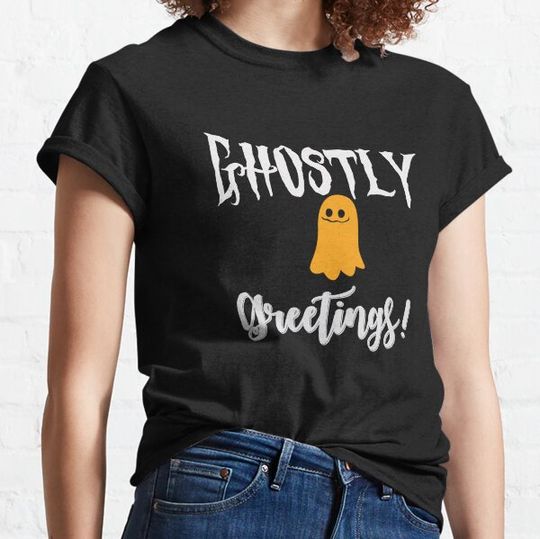 Discover Ghostly greetings , Funny Halloween black T-shirts