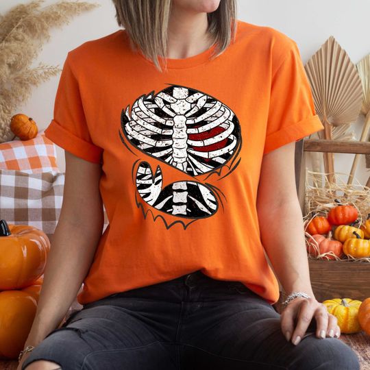Discover Halloween Skeleton Rib Cage T-Shirt - Perfect for Parties