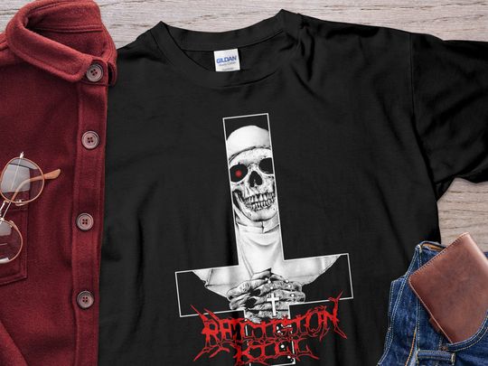 Discover The Devil Skull Nun Religion Kill Unholy Nun Shirt Unisex T-Shirt