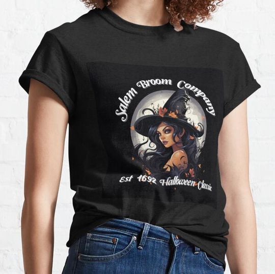 Discover Salem Broom Company Est 1692 Halloween Classic Funny T-Shirt T-shirts