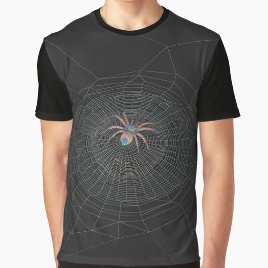 Discover Colorful spider on its web T-shirts