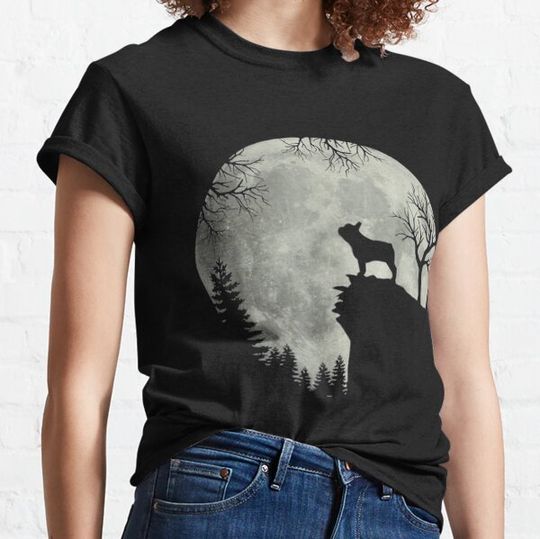 Discover French Bulldog moon howl in forest Halloween T-shirts