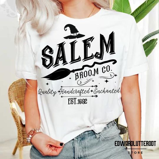 Discover Salem Broom Company Est 1692 Shirt, Est 1692 Witches Shirt, Salem Massachusetts Shirt, Halloween Witches Shirt, Halloween Gifts for Witches