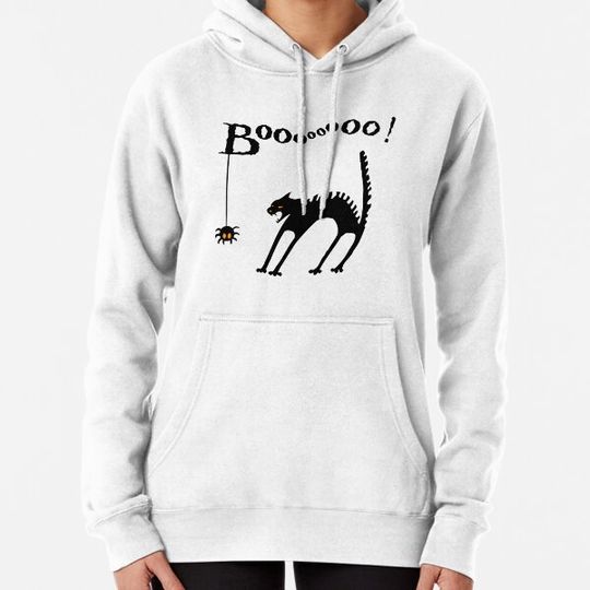Discover BOOO! BLACK CAT AND SPIDER Hoodies