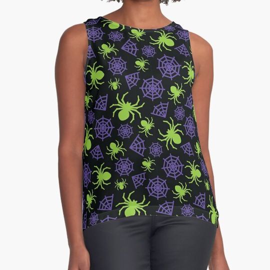 Discover Halloween Spider and Spider Web Pattern (Green and Purple) T-shirts