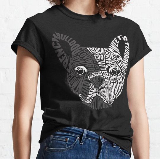 Discover French Bulldog Typography Word Art Frenchie Dog Outfit best gift idea for bulldogs breed breeders owners groomers walker lovers dogs pet animal lover kids dad mom grandpa adults gifts T-shirts