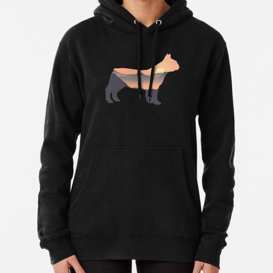 Discover French Bulldog Dog Silhouette Sun Mountain Gift Hoodies