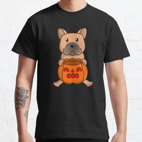 Discover Cute french Bulldog puppy with pumpkin T-shirts