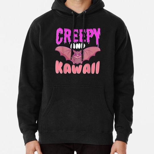 Discover Halloween Creepy and Kawaii Cute Bat Character Hoodies