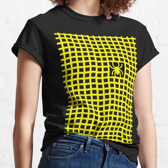 Discover Spider web cross lines in yellow T-shirts