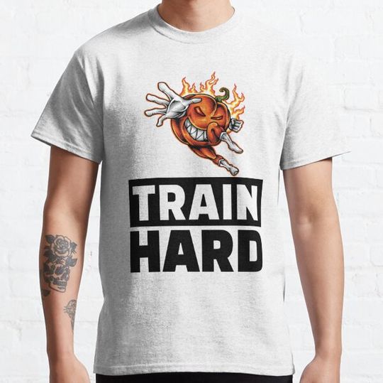 Discover Train Hard Bodybuilder Powerlifter Pumpkin Cartoon Foodie Halloween T-shirts
