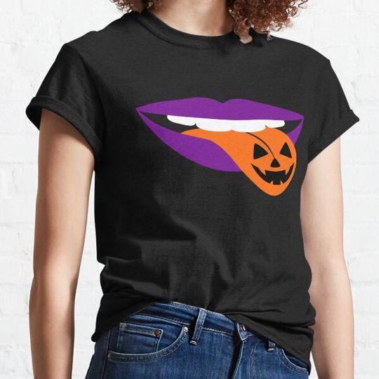 Discover Halloween Pumpkin Lips Tongue T-shirts