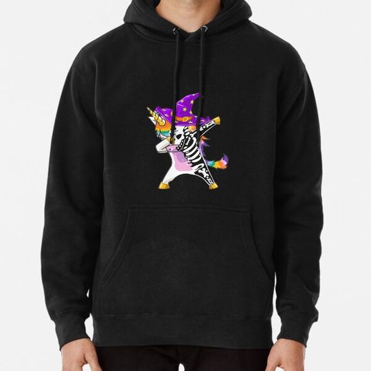Discover unicorn witch skeleton halloween costume gift Premium Hoodies