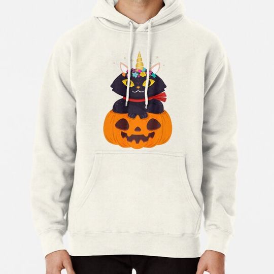 Discover Cute Cat Pumpkin Unicorn Halloween Hoodies
