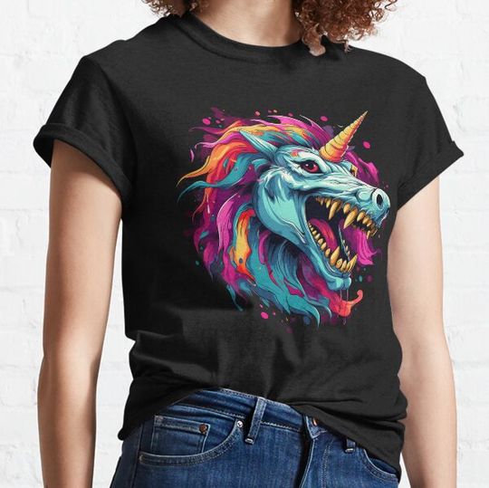 Discover Scary colorful unicorn T-shirts
