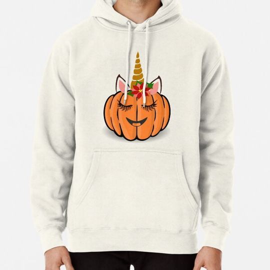 Discover Cute halloween unicorn pumpkin Hoodies