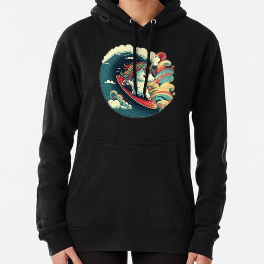 Discover Cute Colorful Surfing Unicorn - Vivid Colors Kid Design Hoodies
