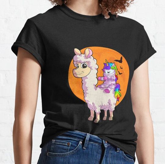 Discover Unicorn Halloween Girls Llama Unicorn T-shirts