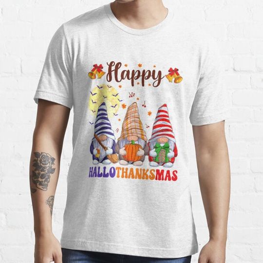 Discover Happy Hallothanksmas Gnomes Halloween Thanksgiving Christmas T-shirts