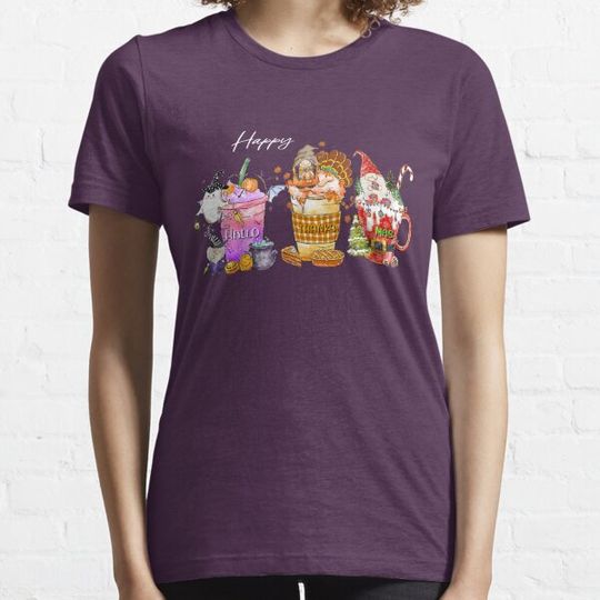 Discover Happy Hallothanksmas Coffee Cups Halloween Cristmas and  Fall vibes T-shirts