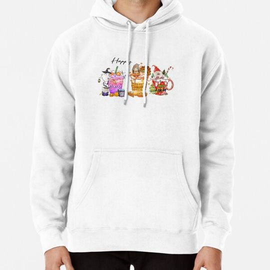 Discover Happy Hallothanksmas Coffee Cups Halloween Cristmas and  Fall vibes Hoodies