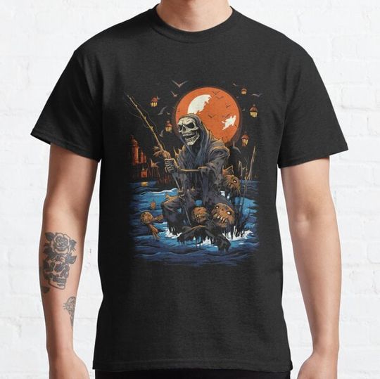 Discover Haunted Fishing Trip Spooky Halloween Angler T-shirts