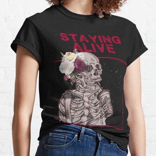 Discover Funny Halloween costume -Staying Alive tee for coffee lover T-shirts