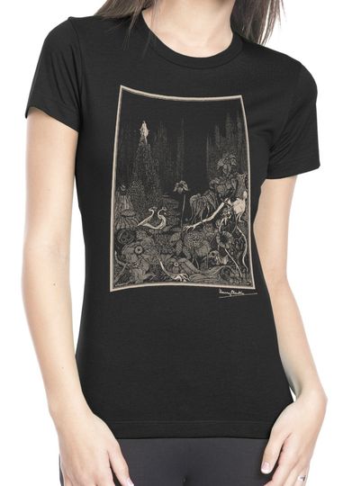 Discover Ladies' Harry Clarke "The Silence" T Shirt, Edgar Allan Poe Shirt, Goth Fashion, Gift for Dark Literature Fans, Halloween Style,  Bookworm