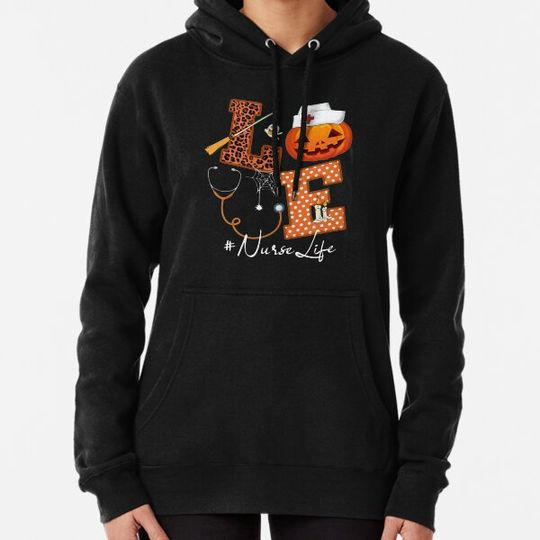 Discover Love Nurse Life Stethoscope Pumpkin Halloween Hoodies