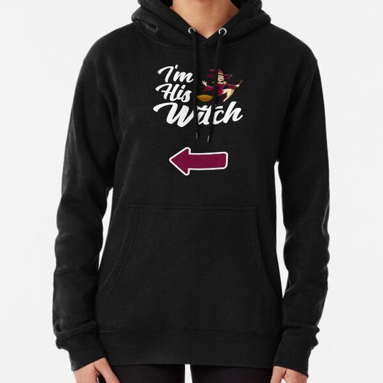 Discover Funny Halloween I'm His Witch Matching Ghost Couples Hoodies