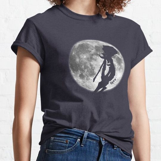 Discover Moon and skeletal hand holding a rose in black and white T-shirts