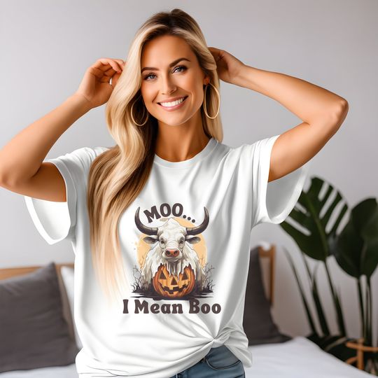 Discover Moo I Mean Boo Halloween Cow Shirt