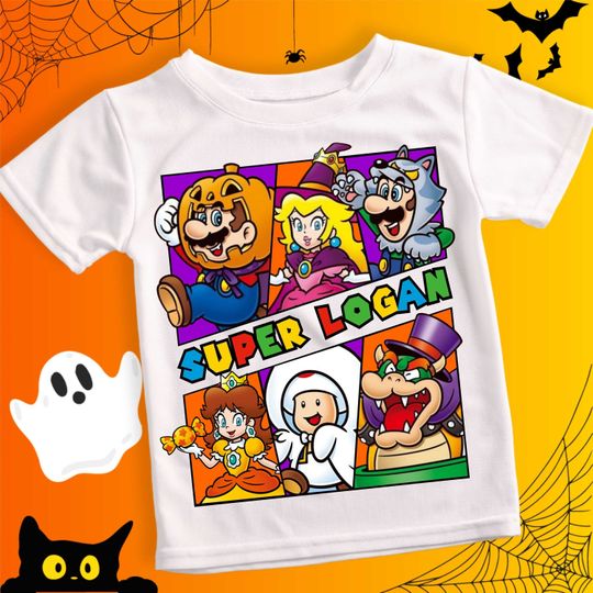 Discover Personalized Mario Halloween Family T-Shirt for Fun Parties