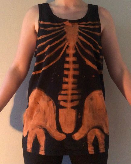 Discover Skeleton Muscle Tank Handmade Bleached Double-sided