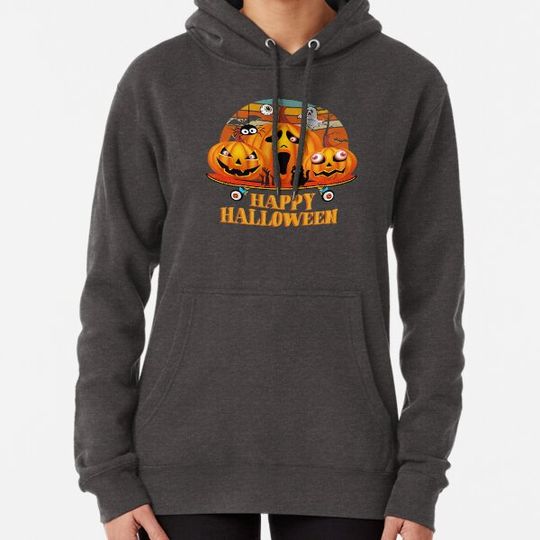Discover Halloween Pumpkin On A Skateboard Hoodies