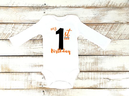 Discover Boys October 1st Birthday Shirt, Orange and Black, Baby Boy First Birthday, My First Birthday, Halloween, 1st B-day Bodysuit