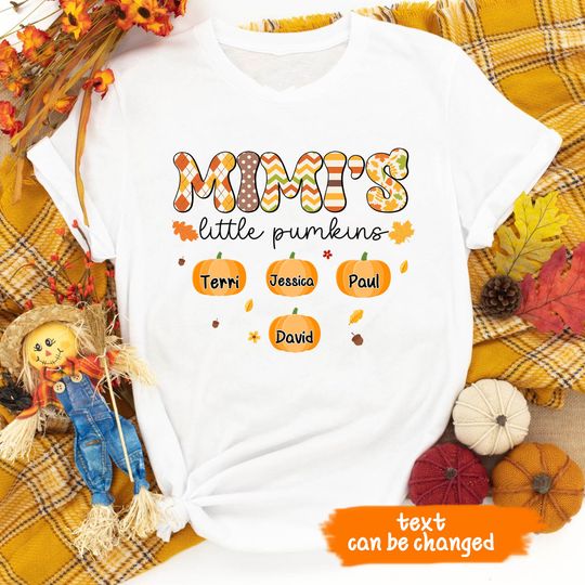 Discover Personalized Grandma's Little Pumpkins Shirt, Grandma Fall Shirt, Custom Little Pumpkins Grandkids Long Sleeve Shirts, Gift For Grandma
