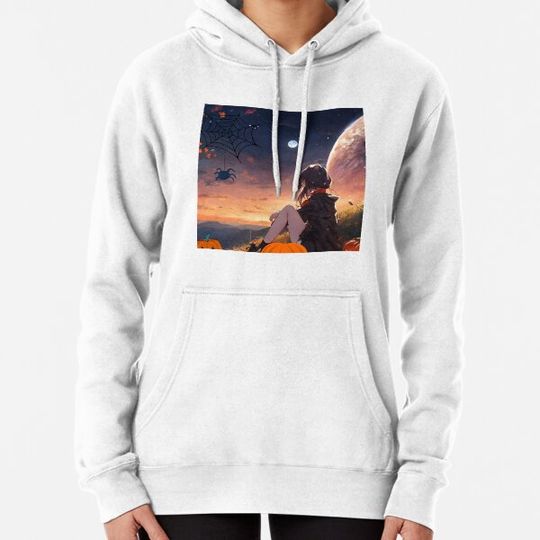 Discover anime girl Halloween, spider, moon, pumpkin, hallo, Halloween Hoodies