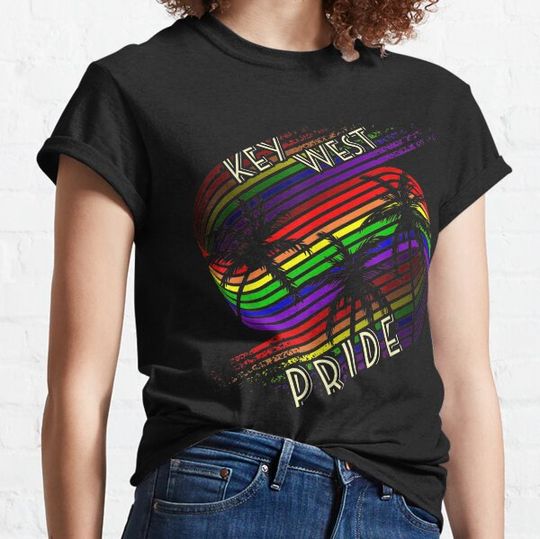 Discover Key West Pride Gay Pride LGBTQ Rainbow Palm Trees Gifts For Men and Women, Gift Halloween Day, Thanksgiving, Christmas Day T-shirts