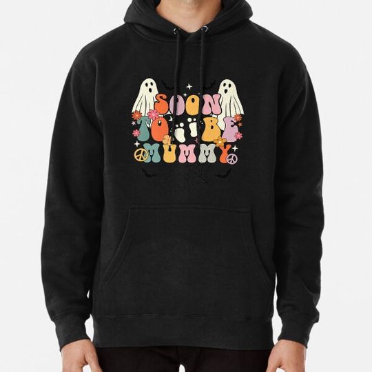 Discover Halloween Groovy Ghost Soon To Be Mummy Halloween Pregnancy Hoodies