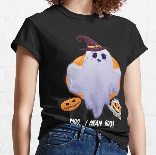 Discover funny halloween t-shirt moo i mean boo T-shirts