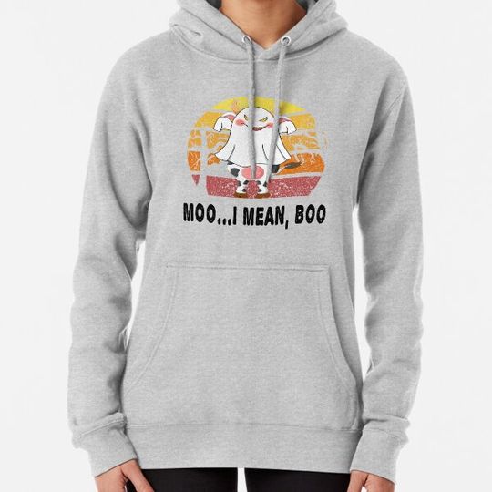 Discover Moo I Mean Boo Ghost Cow - Ghost Cow Halloween Farmer Hoodies