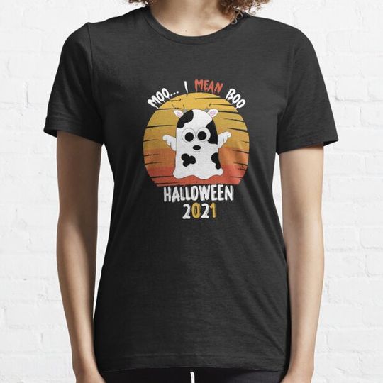 Discover Copy of MOO I MEAN BOO Fuuny Halloween 2021 Cute Cow Ghost Vintage Gift T-shirts