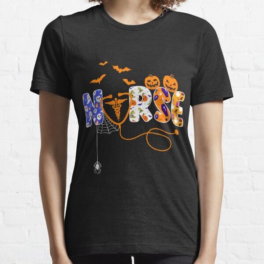 Discover Halloween Nurse Nursing Cute Health Worker Halloween Pattern T-Shirt T-shirts