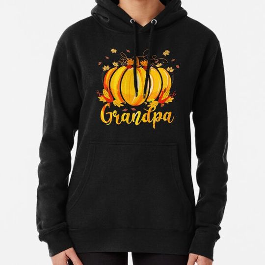 Discover Grandpa Pumpkin Halloween Thanksgiving Grandpa Fall Leaves Hoodies