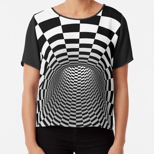 Discover Optical 3D Checkered Vortex illusion 3D Printed Realistic Expression Unisex Fabric Mask for all adults and children alike. Reusable Washable 2 layer Polyester Cloth T-shirts