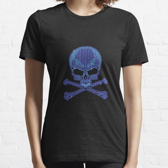 Discover Blue Rhinetsone Skull & Crossbones T-shirts