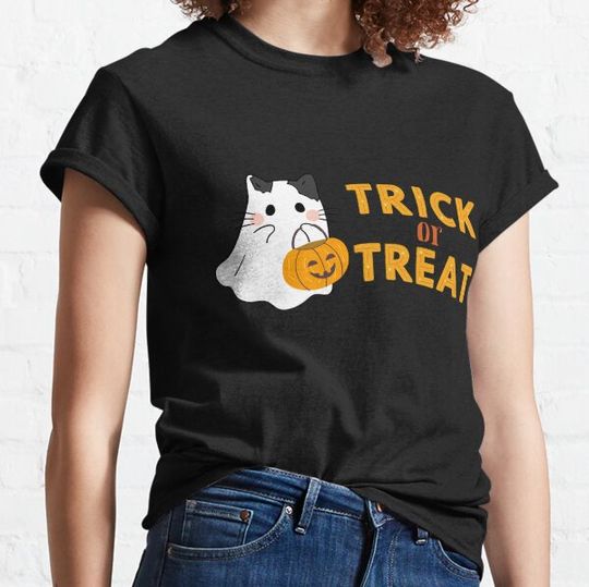 Discover Cute Halloween Cat Trick or Treat Bucket T-shirt
